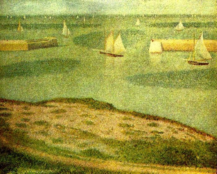 Georges Seurat fiskeflottan utanfor port Sweden oil painting art
